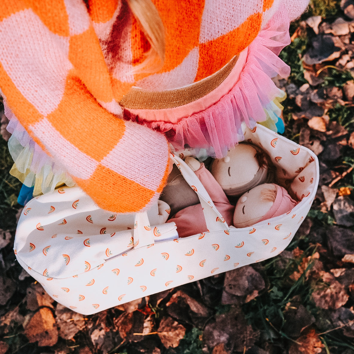 Dinkum Doll Carry Cot - Rainbow - Little Reef and Friends