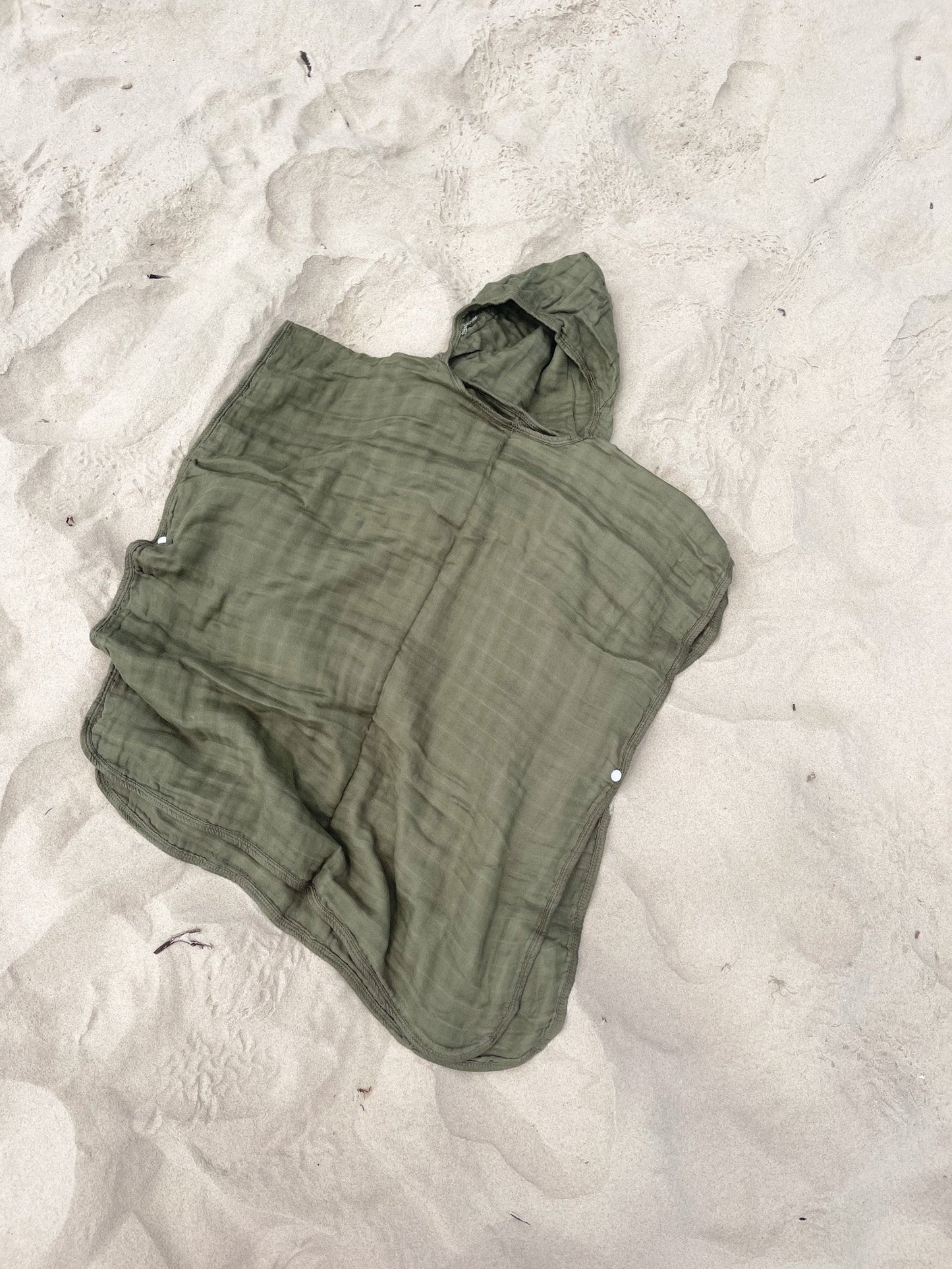 Organic Hooded Poncho Towel - Olive - Little Reef and Friends