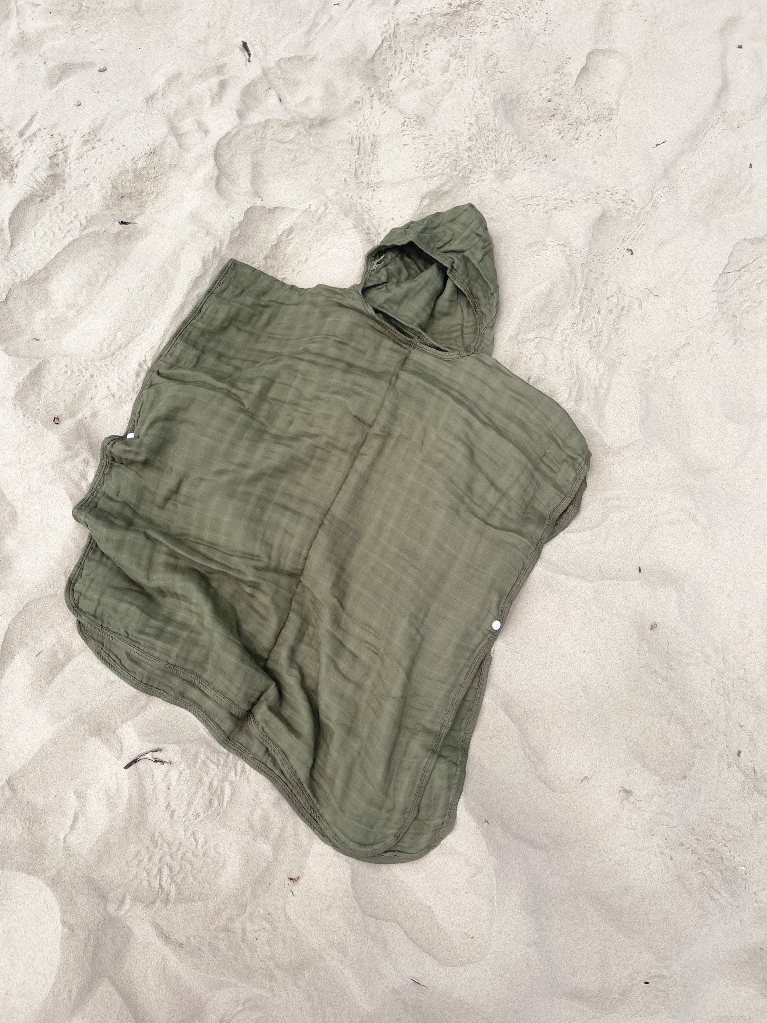 Organic Hooded Poncho Towel - Olive - Little Reef and Friends