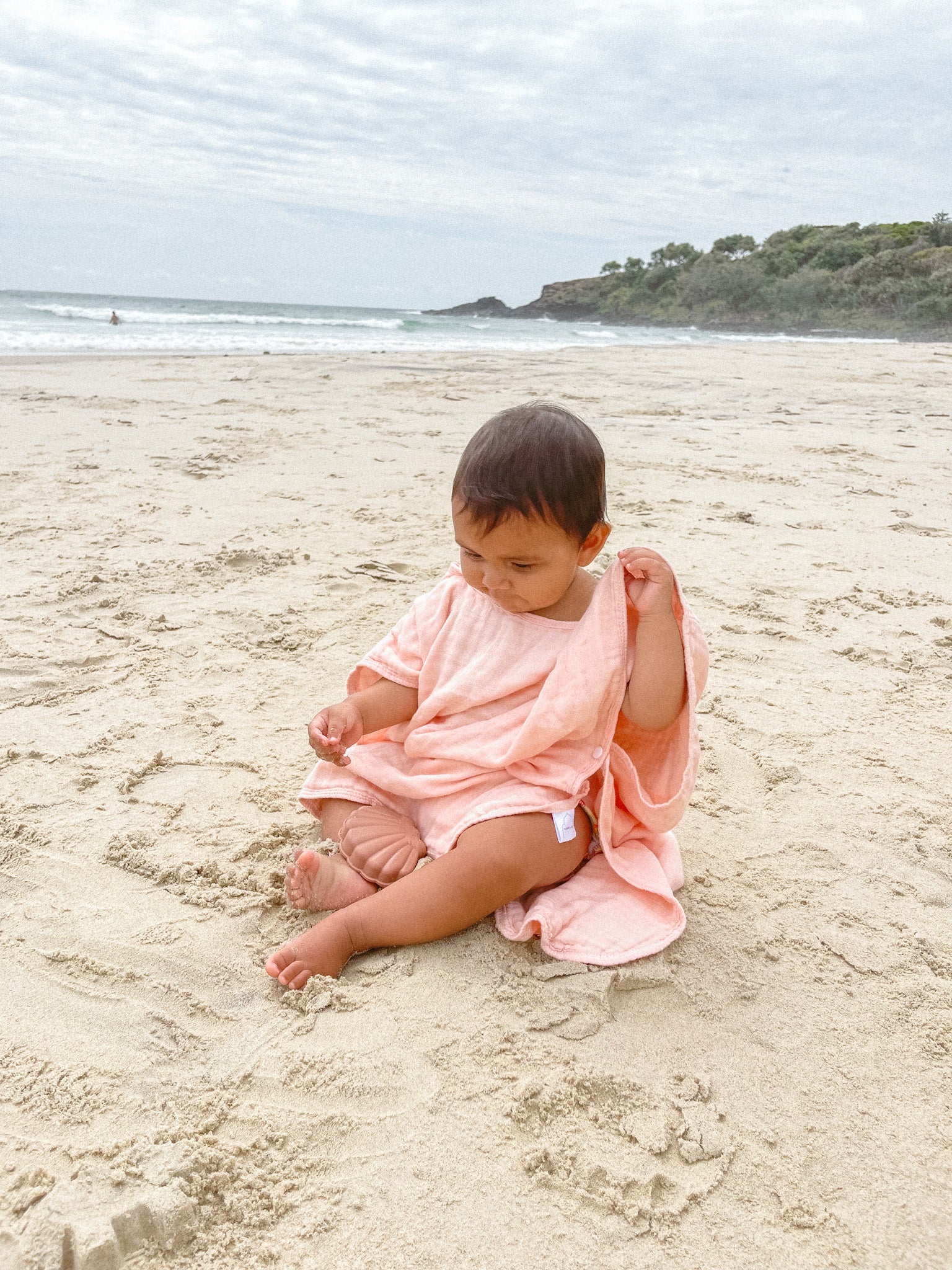 Organic Hooded Poncho Towel - Peachy Pink - Little Reef and Friends