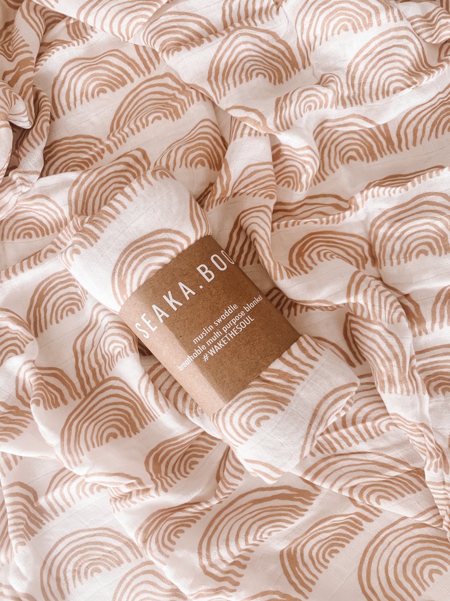 Rainbow Muslin Swaddle - Nude - Little Reef and Friends