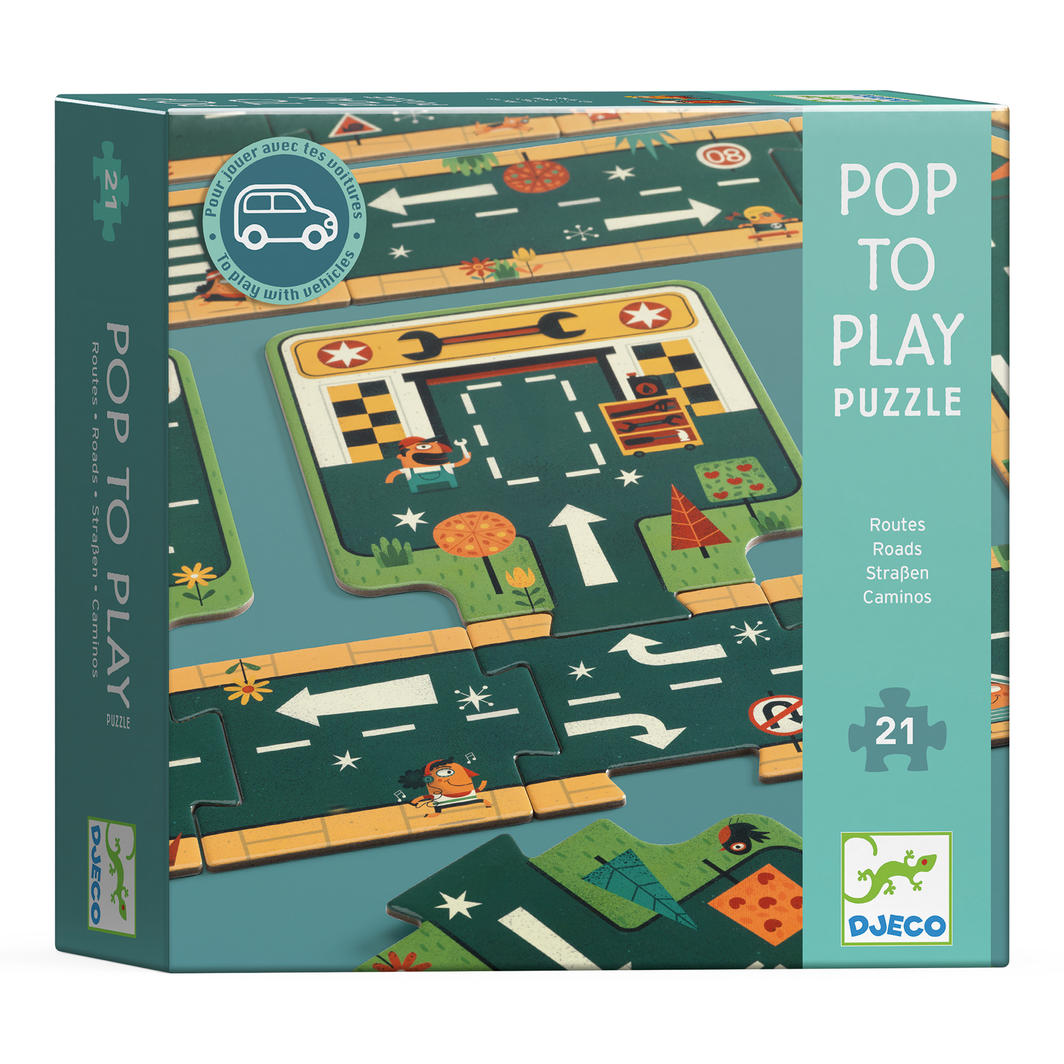 Roads Giant Pop-to-Play Puzzle 21pc - Little Reef and Friends