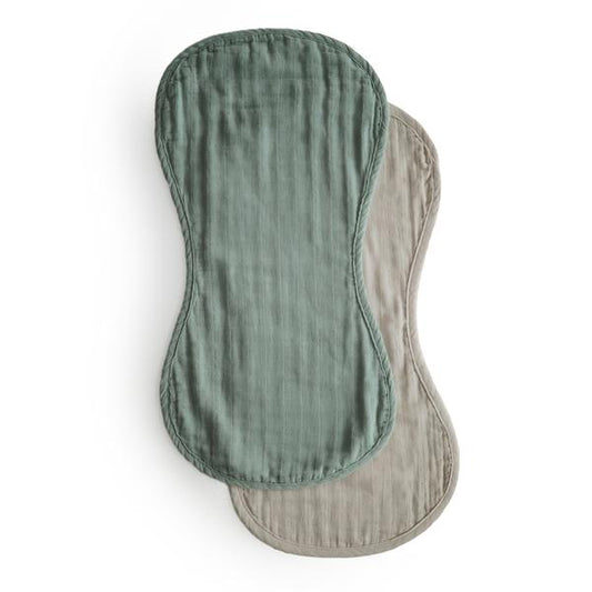 Organic Muslin Burp Cloth (Set of 2) - Roman Green/Fog - Little Reef and Friends