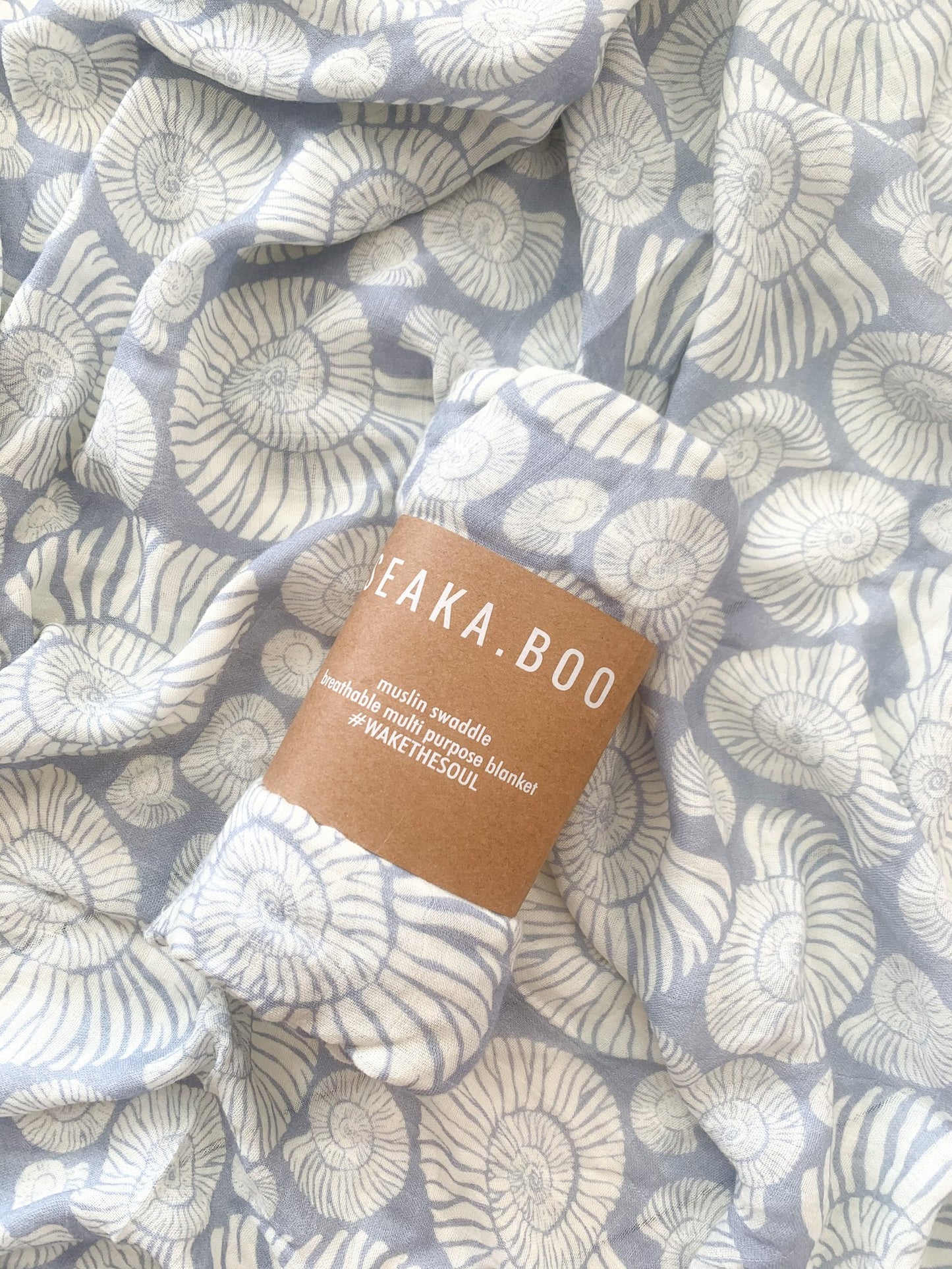 Shell Muslin Swaddle - Blue - Little Reef and Friends