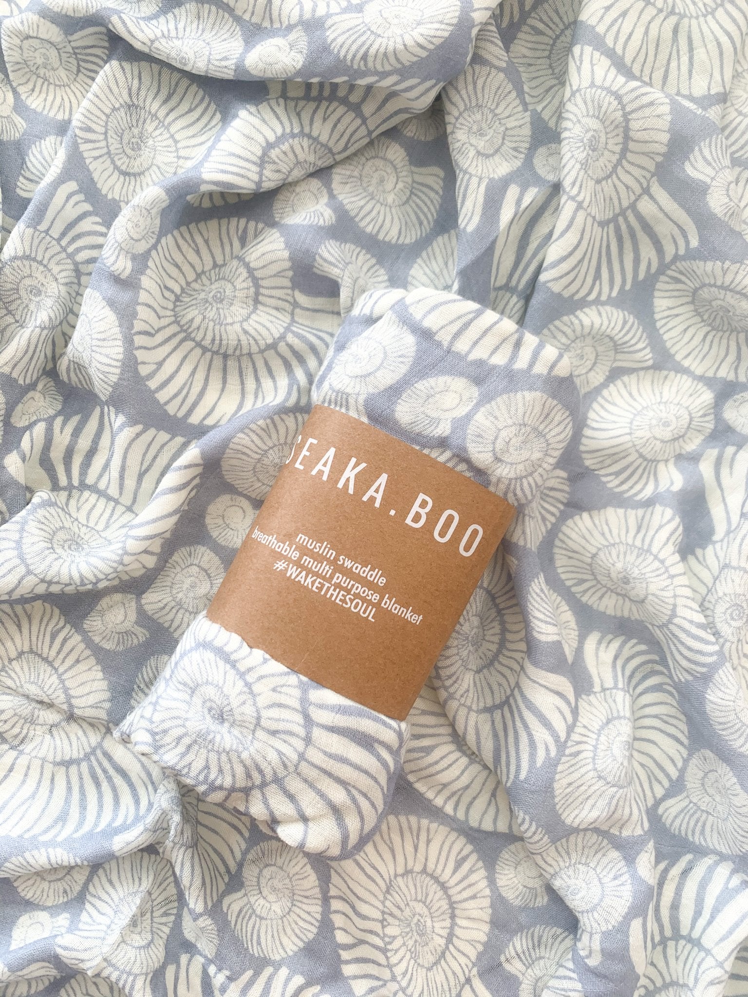 Shell Muslin Swaddle - Blue - Little Reef and Friends