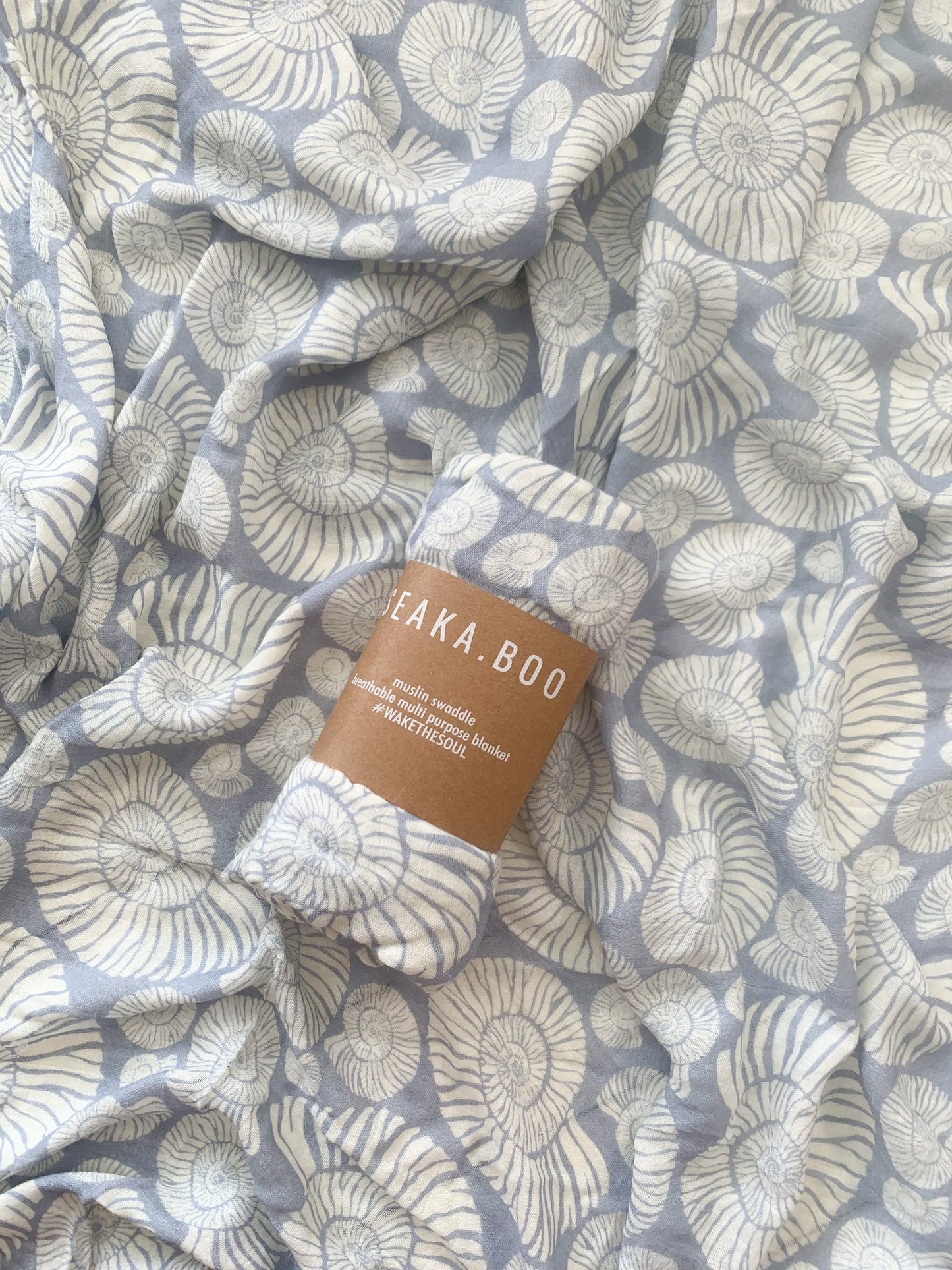 Shell Muslin Swaddle - Blue - Little Reef and Friends