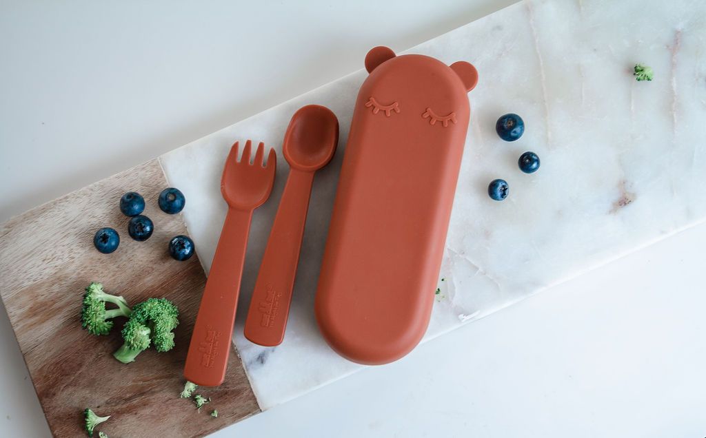 Feedie Fork & Spoon Set with Case - Rust - Little Reef and Friends