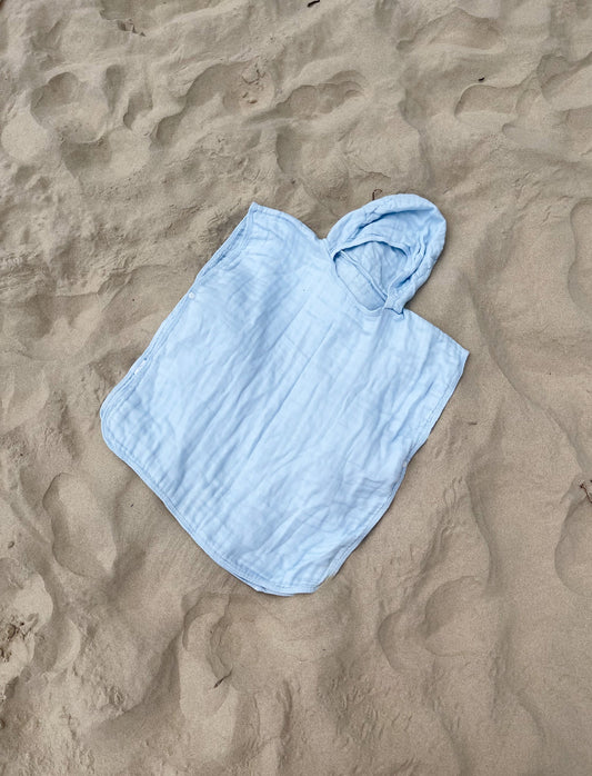 Organic Hooded Poncho Towel - Sky Blue - Little Reef and Friends