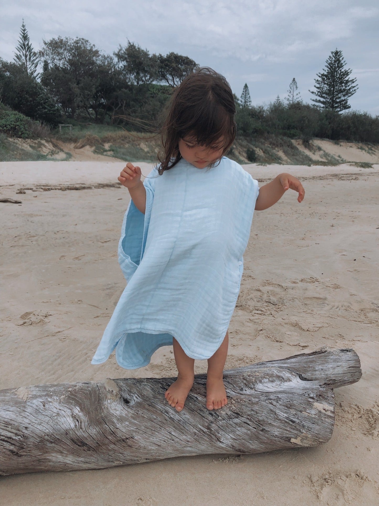 Organic Hooded Poncho Towel - Sky Blue - Little Reef and Friends