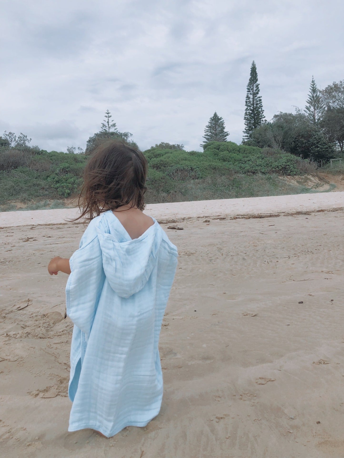 Organic Hooded Poncho Towel - Sky Blue - Little Reef and Friends