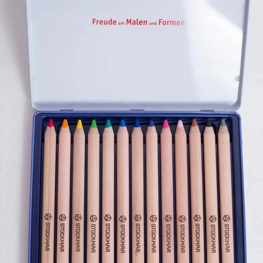 Triangular Colour Pencils Metal Case - 12 Colours - Little Reef and Friends