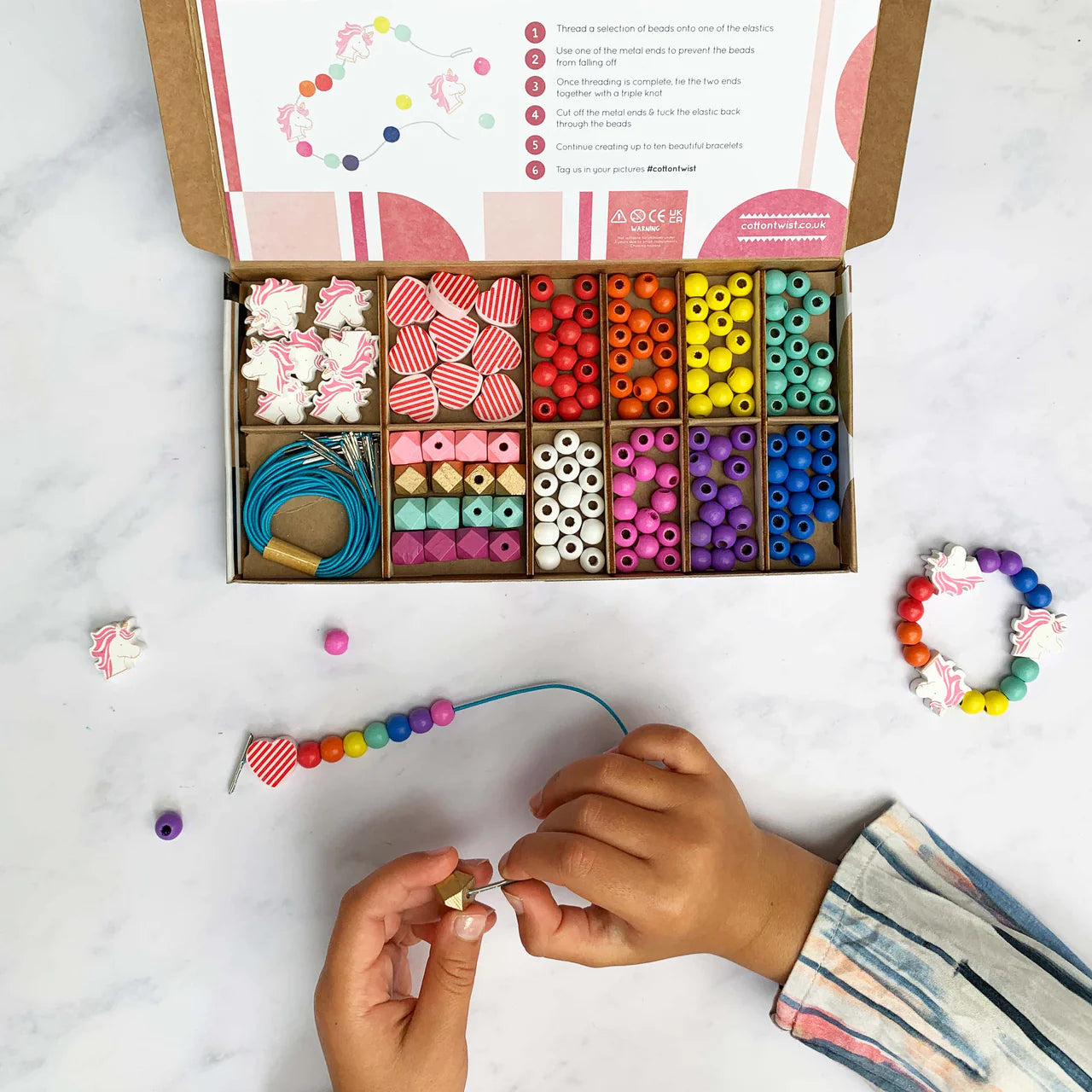 Wooden Bracelet Making Kit - Unicorns & Rainbows - Little Reef and Friends