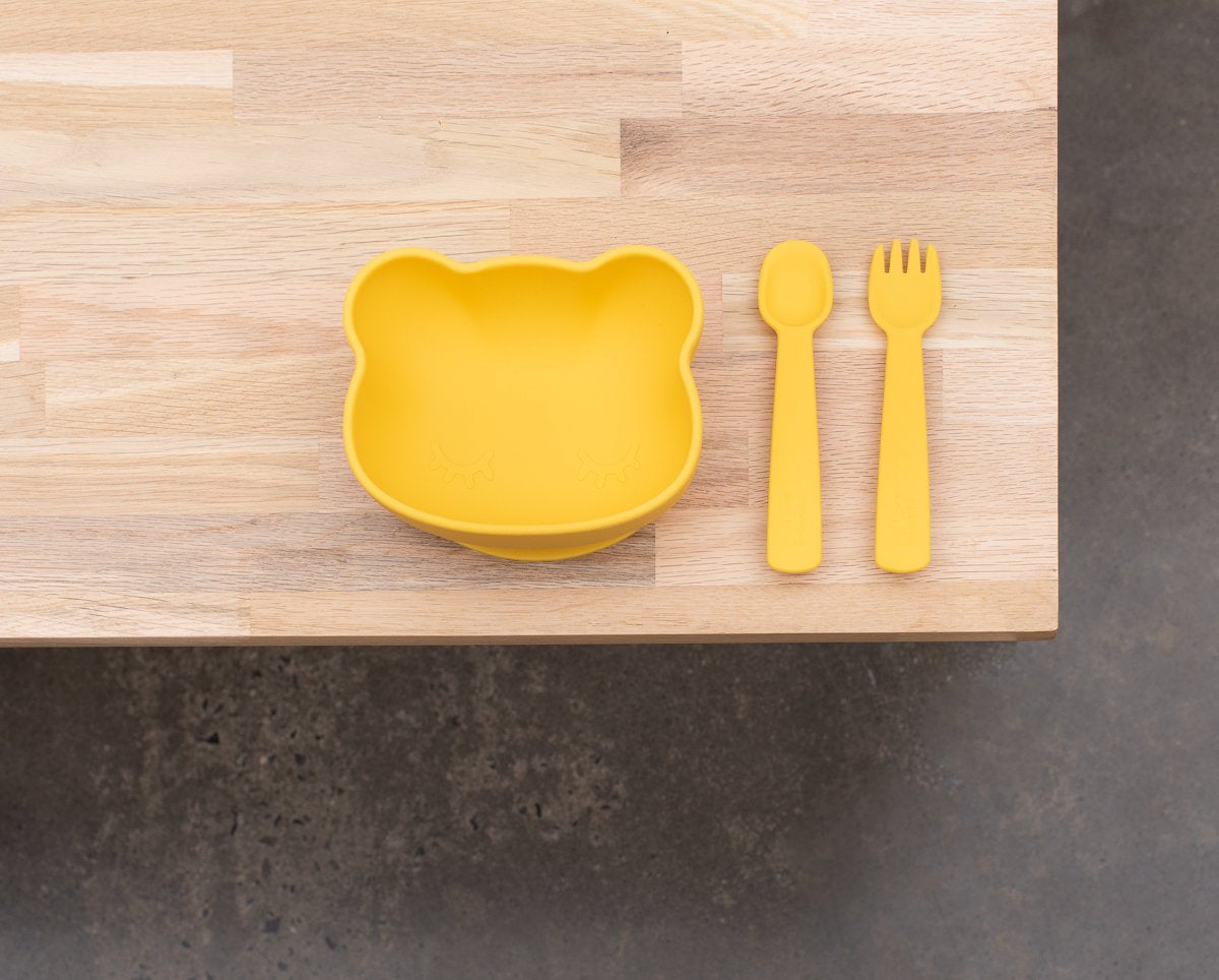 Feedie Fork & Spoon Set with Case - Yellow - Little Reef and Friends