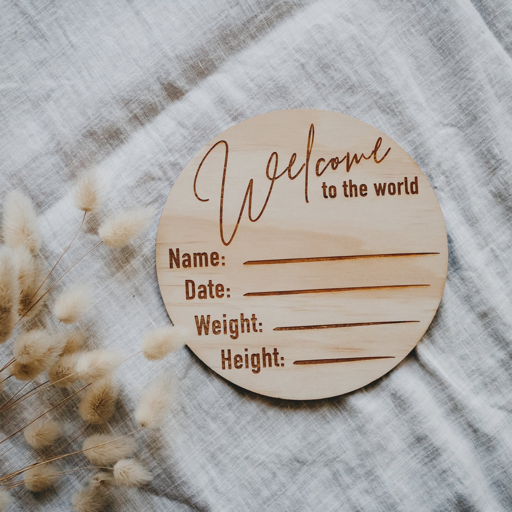 Wooden 'Welcome To The World' Birth Announcement Disc - Little Reef and Friends