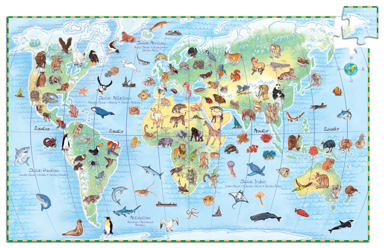 World's Animals Puzzle + Booklet 100pc - Little Reef and Friends