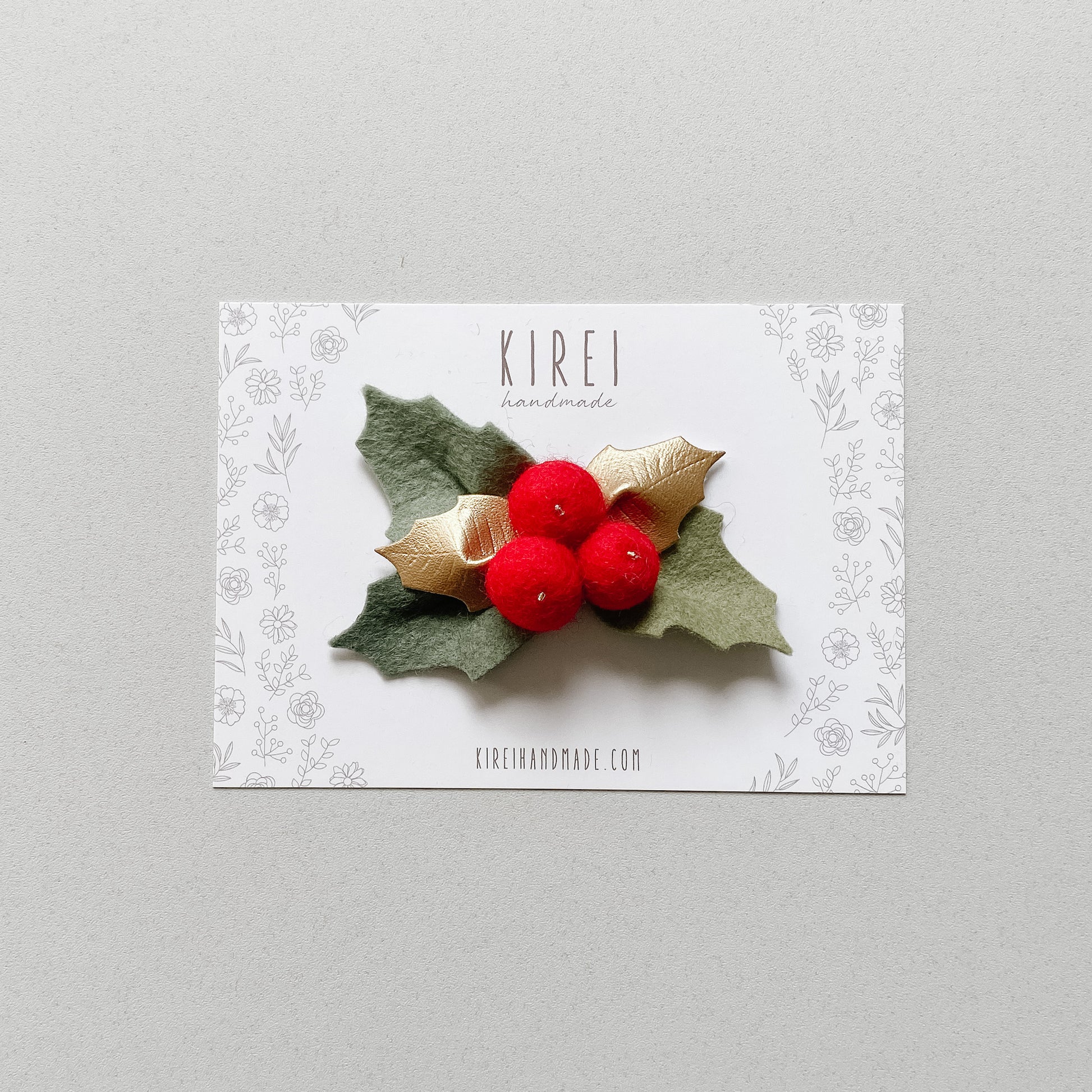 Berry and Holly Headband / Hairclip - Red - Little Reef and Friends