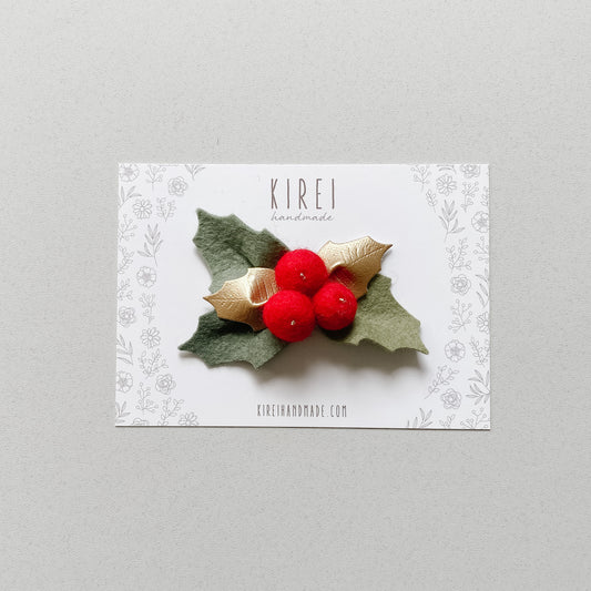 Berry and Holly Headband / Hairclip - Red - Little Reef and Friends