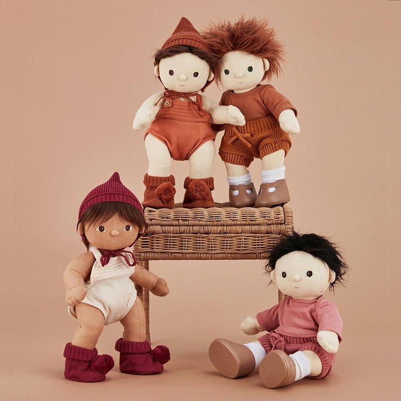Dinkum Doll Bonnet and Booties Set - Plum - Little Reef and Friends