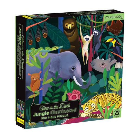 Jungle Illuminated Glow in the Dark Puzzle 500pc - Little Reef and Friends