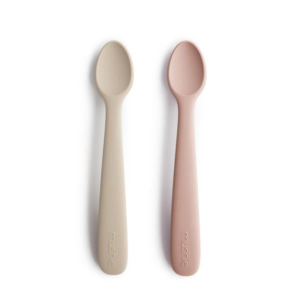 Silicone Feeding Spoons 2 pk - Blush/Shifting Sand - Little Reef and Friends