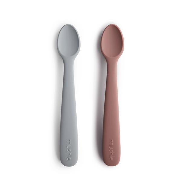 Silicone Feeding Spoons 2 pk - Stone/Cloudy Mauve - Little Reef and Friends