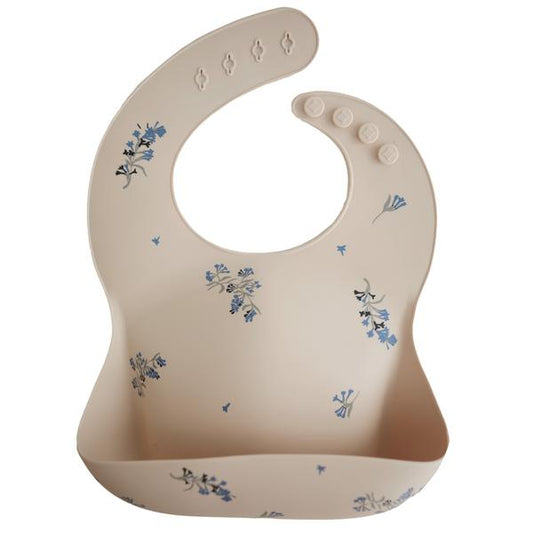 Silicone Baby Bib - Lilac Flowers - Little Reef and Friends