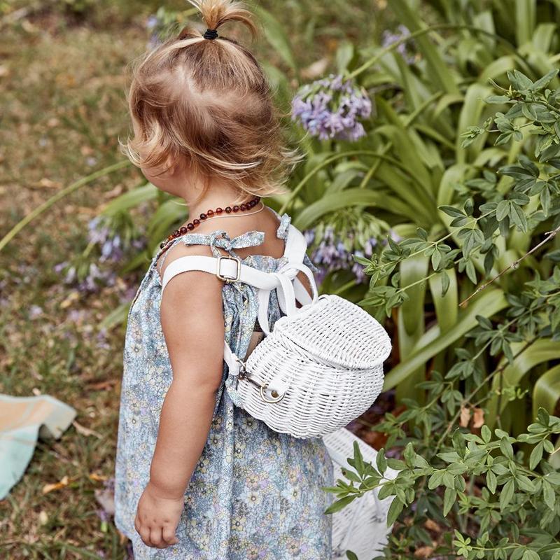 Mini Chari Rattan Bag - White - Little Reef and Friends