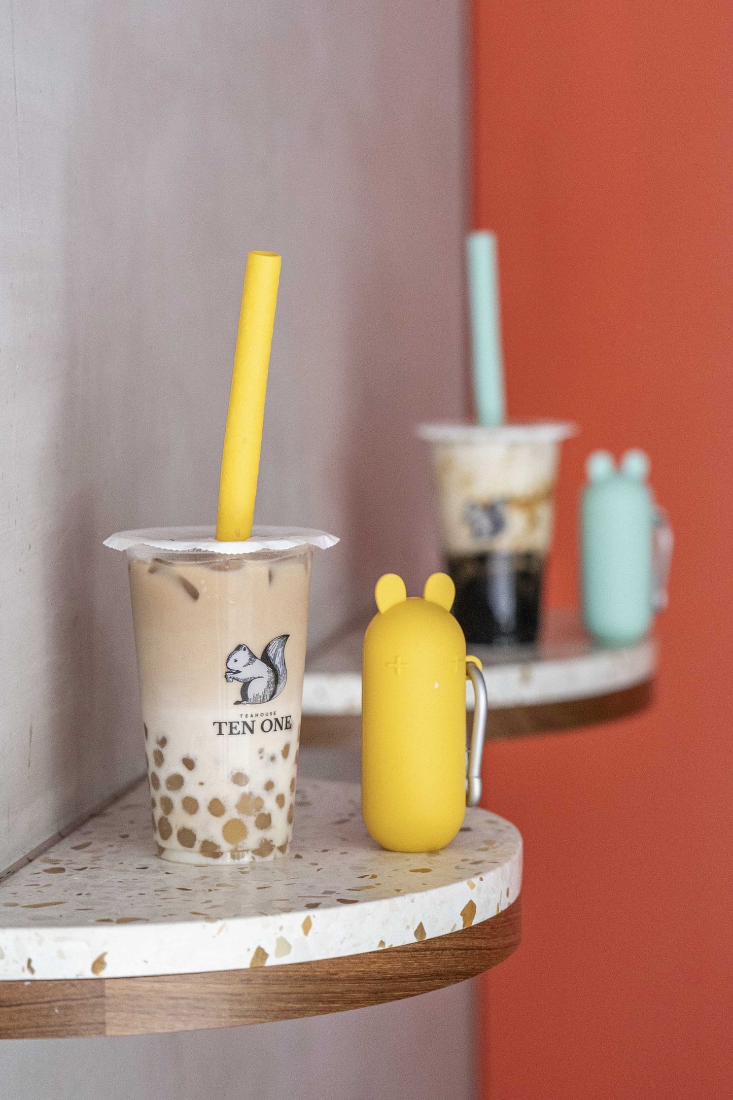 Bubble Tea Straw & Bunny Keepie - Yellow - Little Reef and Friends