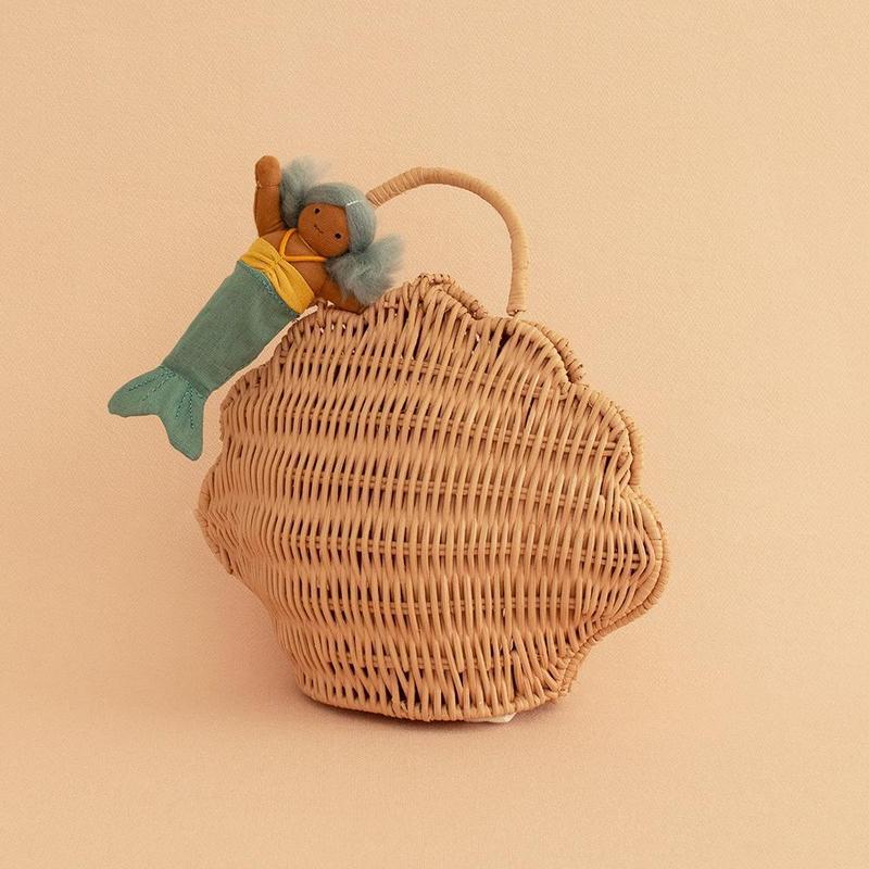 Rattan Shell Bag - Rose - Little Reef and Friends