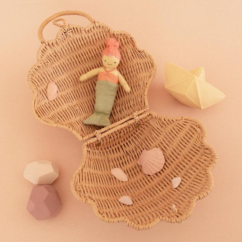 Rattan Shell Bag - Rose - Little Reef and Friends