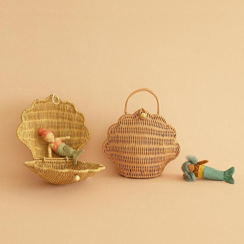 Rattan Shell Bag - Rose - Little Reef and Friends