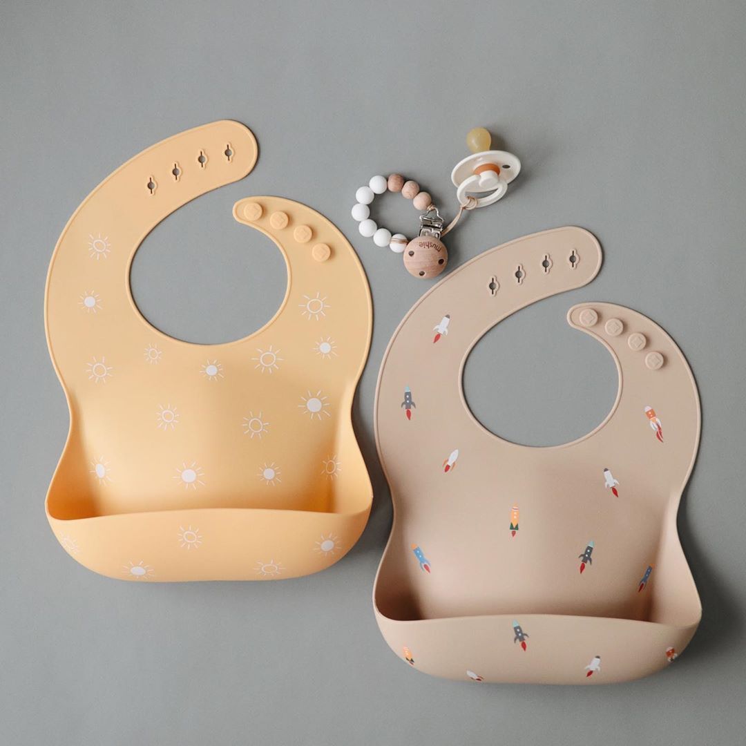 Silicone Baby Bib - Rocket - Little Reef and Friends