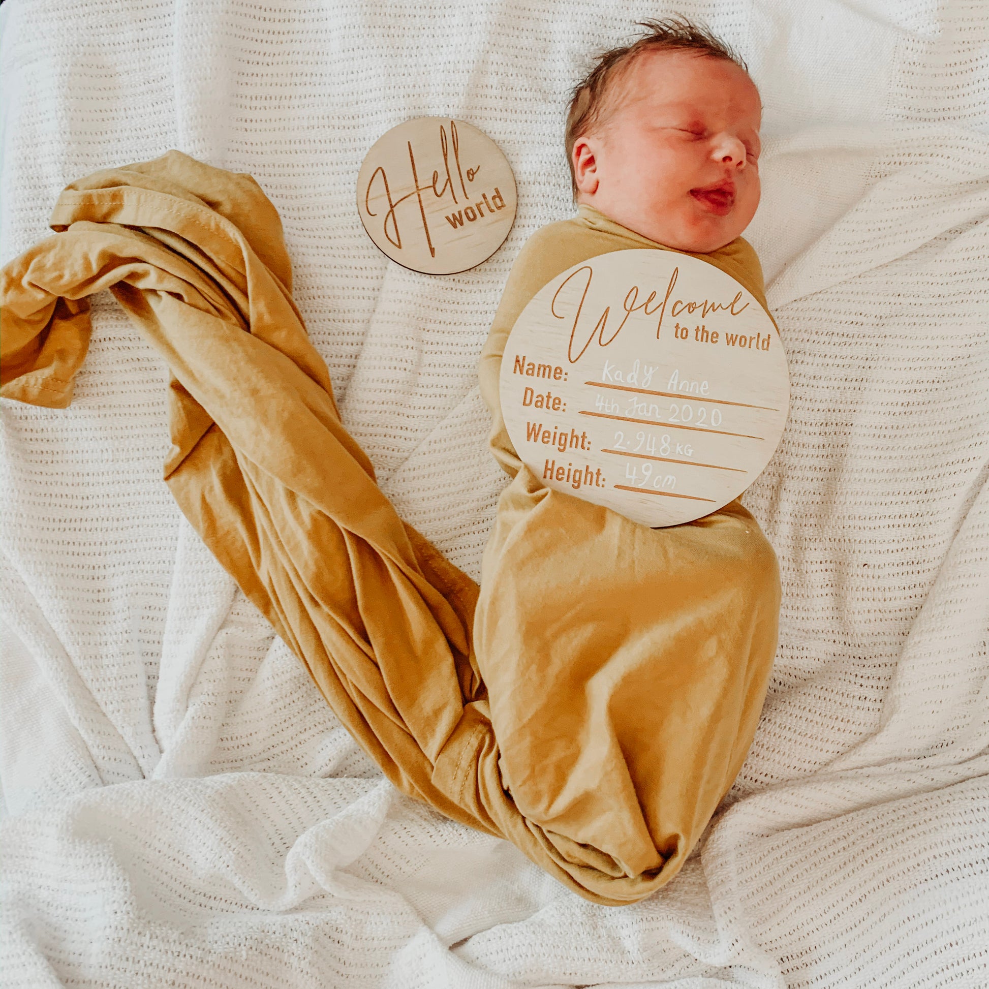 Wooden 'Welcome To The World' Birth Announcement Disc - Little Reef and Friends